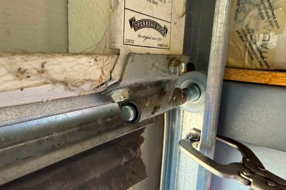 New roller on a garage door